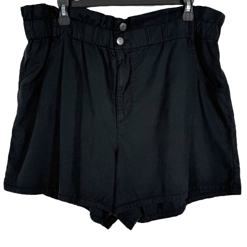 Wonderly Paperbag Waist Tencel Cotton Shorts Black Size 16R